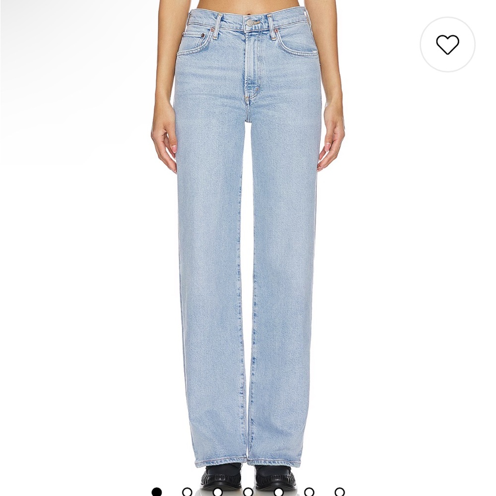 Agolde Harper Mid Rise Straight Jean in Trouble Blue Relaxed Jeans Premium Denim